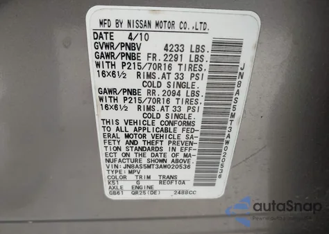 2010 Nissan Rogue S from USA, damaged, VIN JN8AS5MT3AW020536